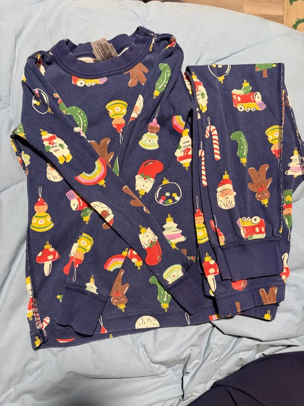 Hanna Andersson Navy Blue Holiday Ornament Pajama Set